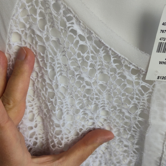 New CPM Due plus size blouse 22 bright white mixed lace sheer layered new light - Picture 5 of 14